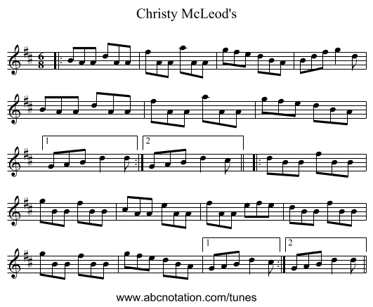 Christy McLeod's - staff notation