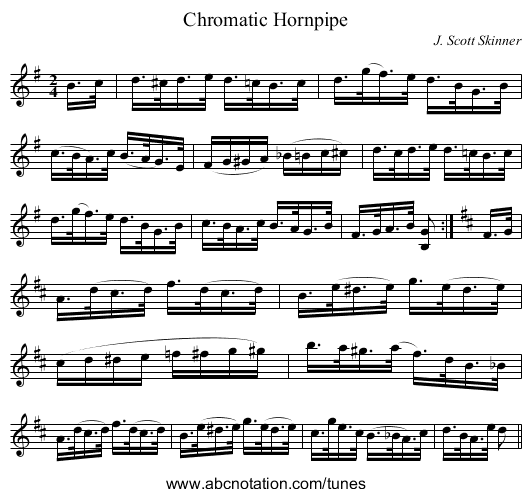 Chromatic Hornpipe - staff notation