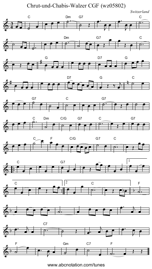 Chrut-und-Chabis-Walzer CGF (wz05802) - staff notation