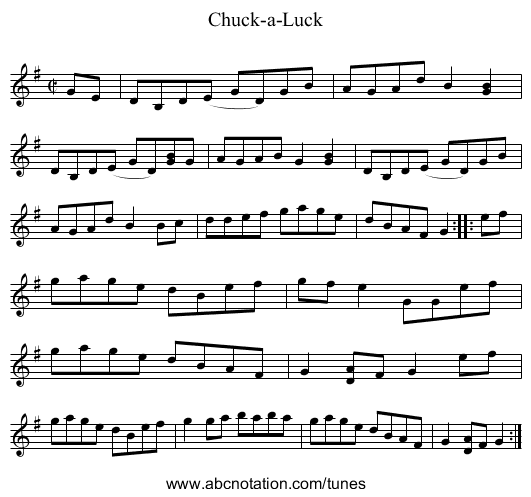 Chuck-a-Luck - staff notation