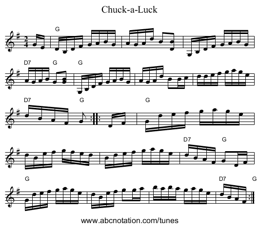 Chuck-a-Luck - staff notation