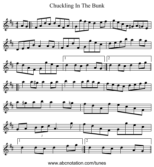 Chuckling In The Bunk - staff notation