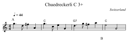 Chuedreckerli C 3+ - staff notation