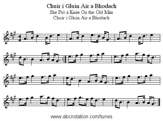 Chuir i Gluin Air a Bhodach - staff notation