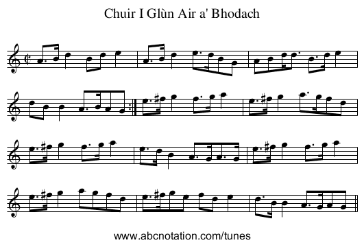 Chuir I Glùn Air a' Bhodach - staff notation