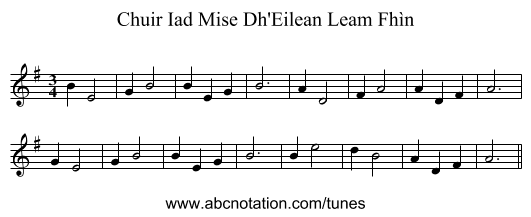 Chuir Iad Mise Dh'Eilean Leam Fhìn - staff notation