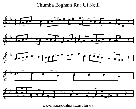 Chumha Eoghain Rua Ui Neill - staff notation