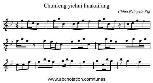 Chunfeng yichui huakaifang - staff notation