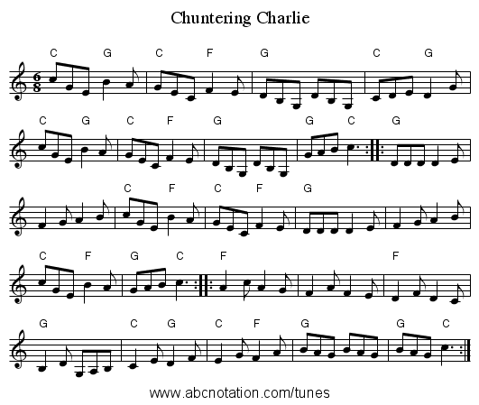 Chuntering Charlie - staff notation