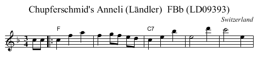 Chupferschmid's Anneli (L&auml;ndler)  FBb (LD09393) - staff notation