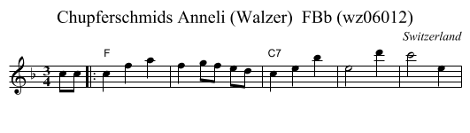 Chupferschmids Anneli (Walzer)  FBb (wz06012) - staff notation