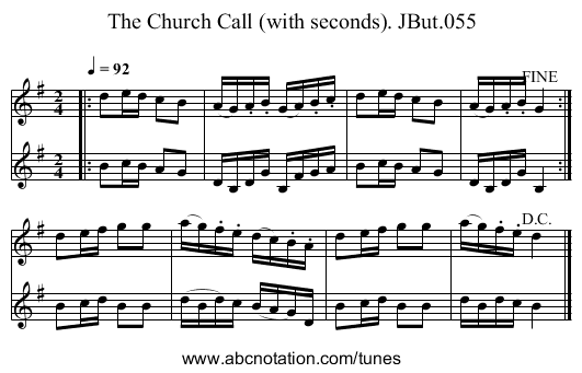 Church Call (with seconds). JBut.055, The - staff notation
