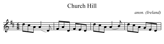 Church Hill - staff notation