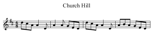 Church Hill - staff notation