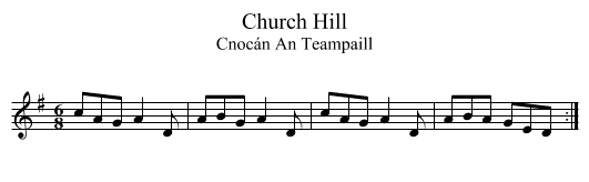Church Hill - staff notation