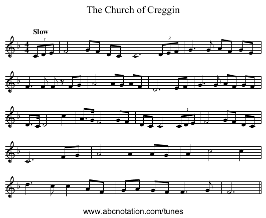 Church of Creggin, The - staff notation
