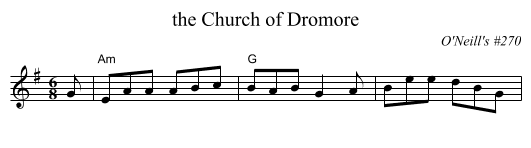 Church of Dromore, the  - staff notation