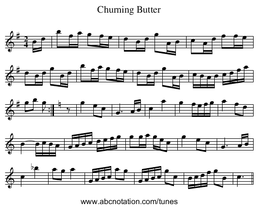 Churning Butter - staff notation