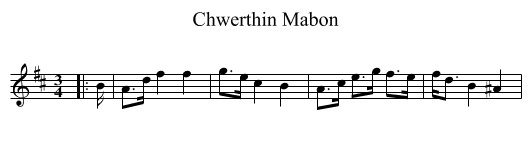 Chwerthin Mabon - staff notation
