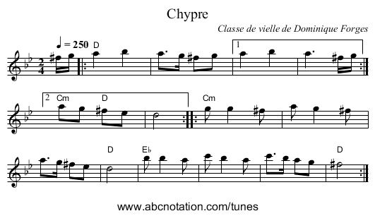 Chypre - staff notation