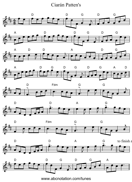 Ciarán Patten's - staff notation