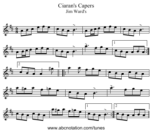 Ciaran's Capers - staff notation