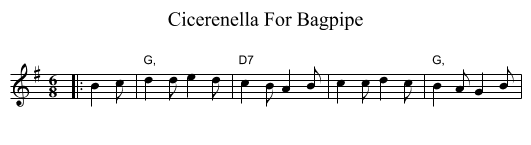 Cicerenella For Bagpipe - staff notation