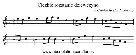 Ciezkie rozstanie dziewczyno - staff notation