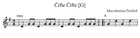 Čifte Čifte [G] - staff notation