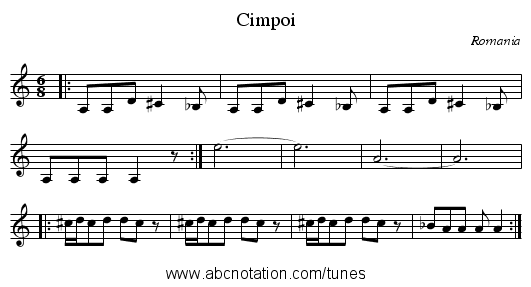 Cimpoi - staff notation