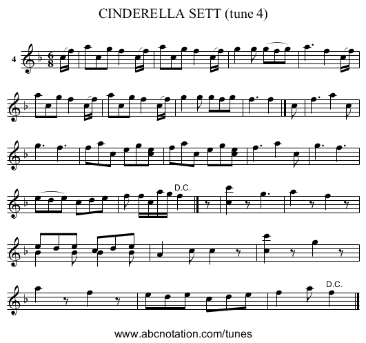 CINDERELLA SETT (tune 4) - staff notation