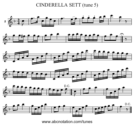 CINDERELLA SETT (tune 5) - staff notation