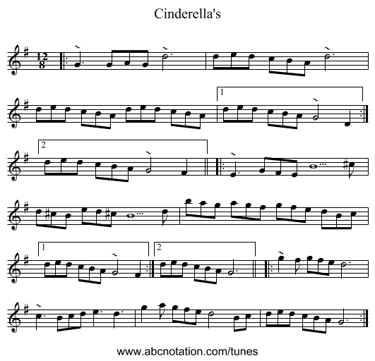 Cinderella's - staff notation