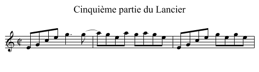Cinquième partie du Lancier - staff notation