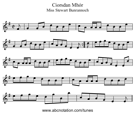 Ciorsdan Mhór - staff notation