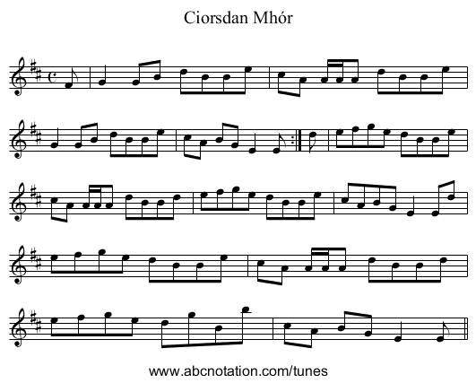Ciorsdan Mhór - staff notation