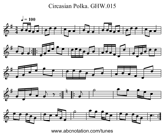 Circasian Polka. GHW.015 - staff notation