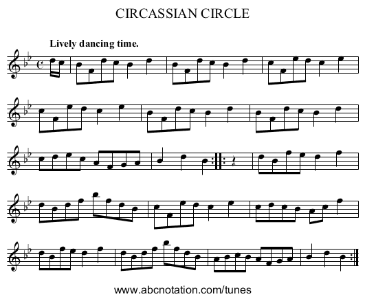 CIRCASSIAN CIRCLE - staff notation
