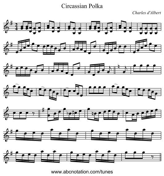 Circassian Polka - staff notation