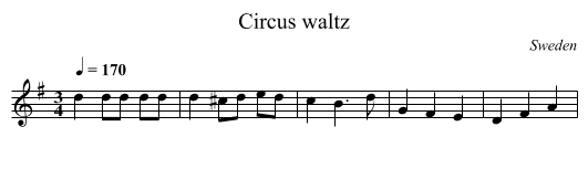 Circus waltz - staff notation