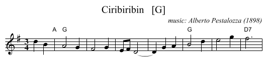 Ciribiribin   [G] - staff notation