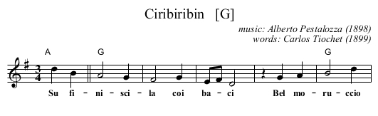 Ciribiribin   [G] - staff notation