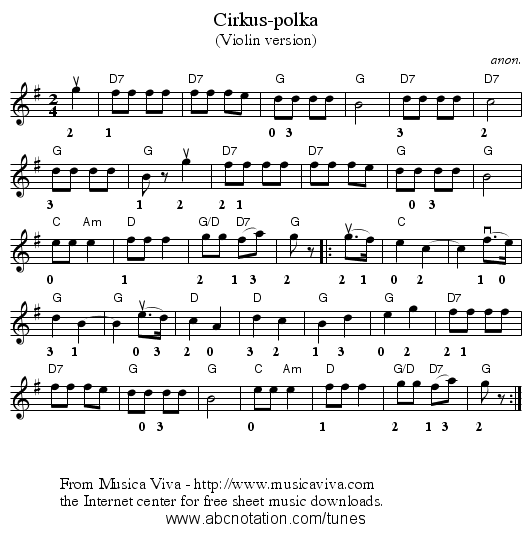 Cirkus-polka - staff notation