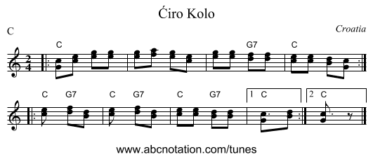 Ćiro Kolo - staff notation