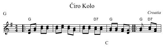 Ćiro Kolo - staff notation