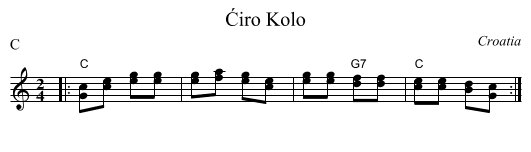 Ćiro Kolo - staff notation