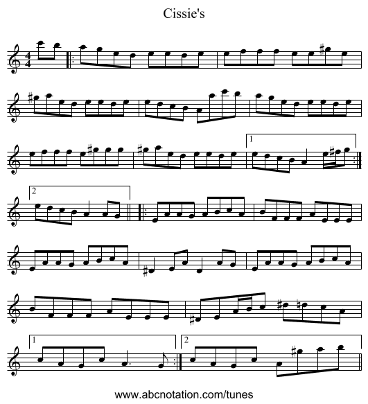 Cissie's - staff notation