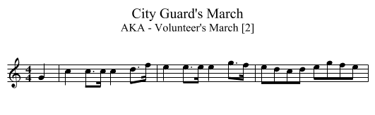 City Guard's March - staff notation