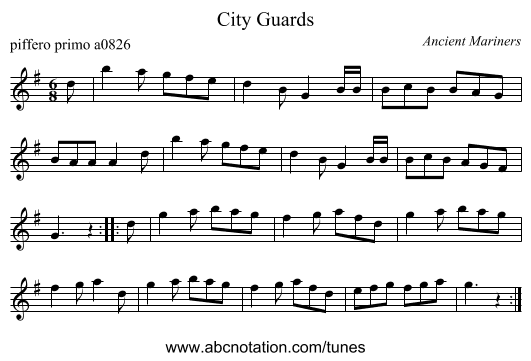 City Guards - staff notation