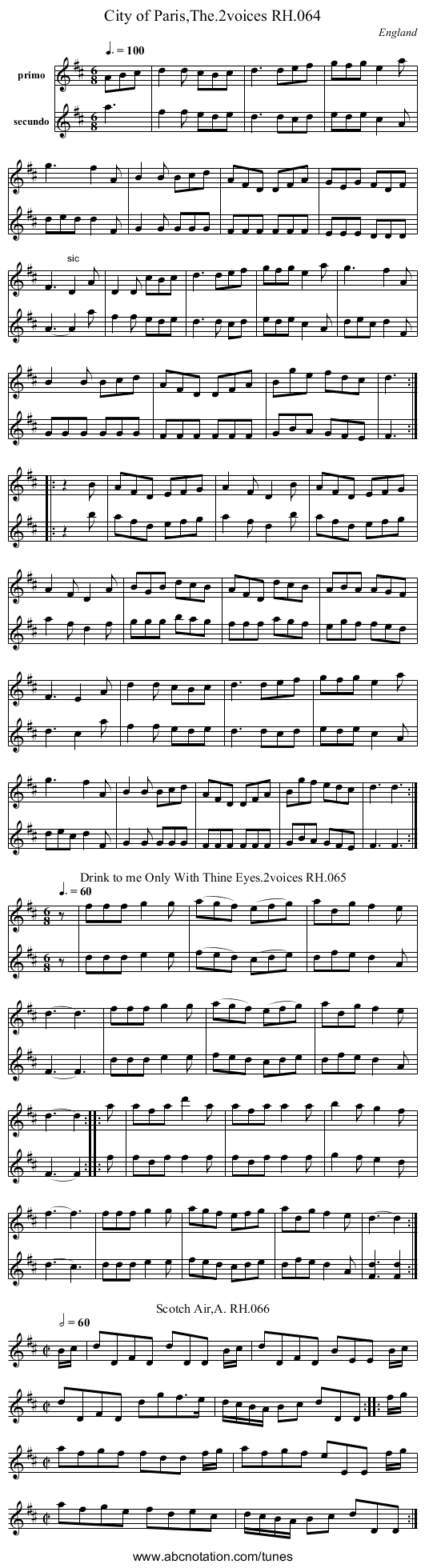 City of Paris,The.2voices RH.064 - staff notation